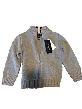 Polo by Ralph Lauren Kids Light Gray Zip Knit Cardigan
